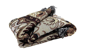 DaDa Bedding Elegant Tapestry Throw Blanket, Golden Persian Style Rug Ornate Floral - 50” x 60” (7175)