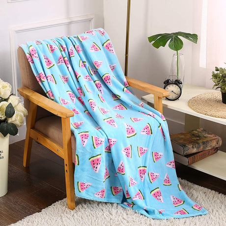 Summertime whimsy plush fleece throw blanket (50" x 60") - watermelon slices