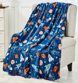 Decor&More Out of This World Plush Fleece Throw Blanket (50 inches x 60 inches ) - Space Adventure