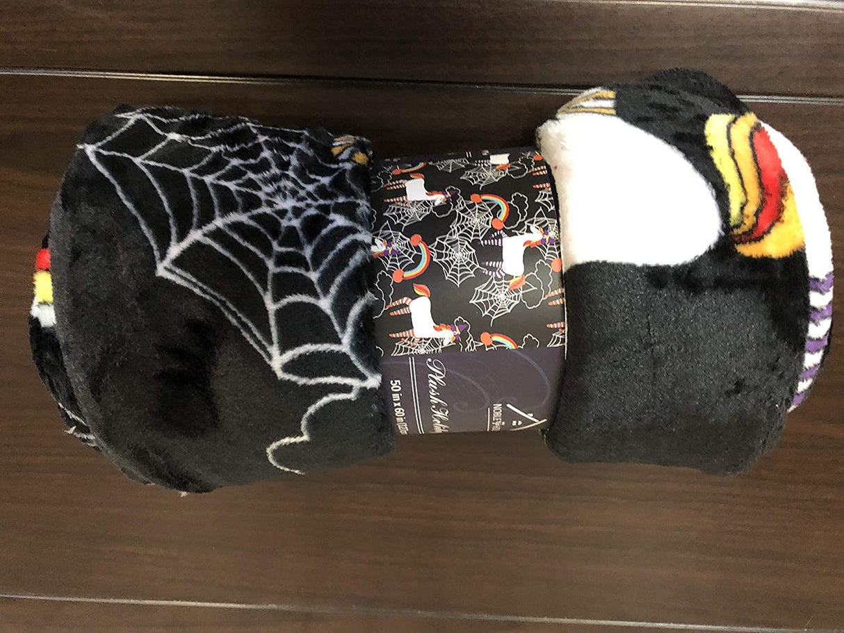 Microplush throw blanket (50" x 60") - rainbow spider horse