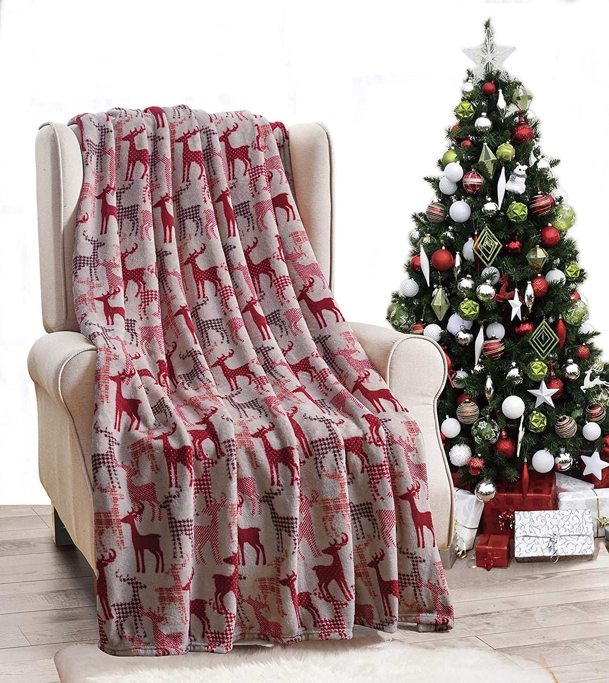 Festive holiday microplush throw blanket (50" x 60")