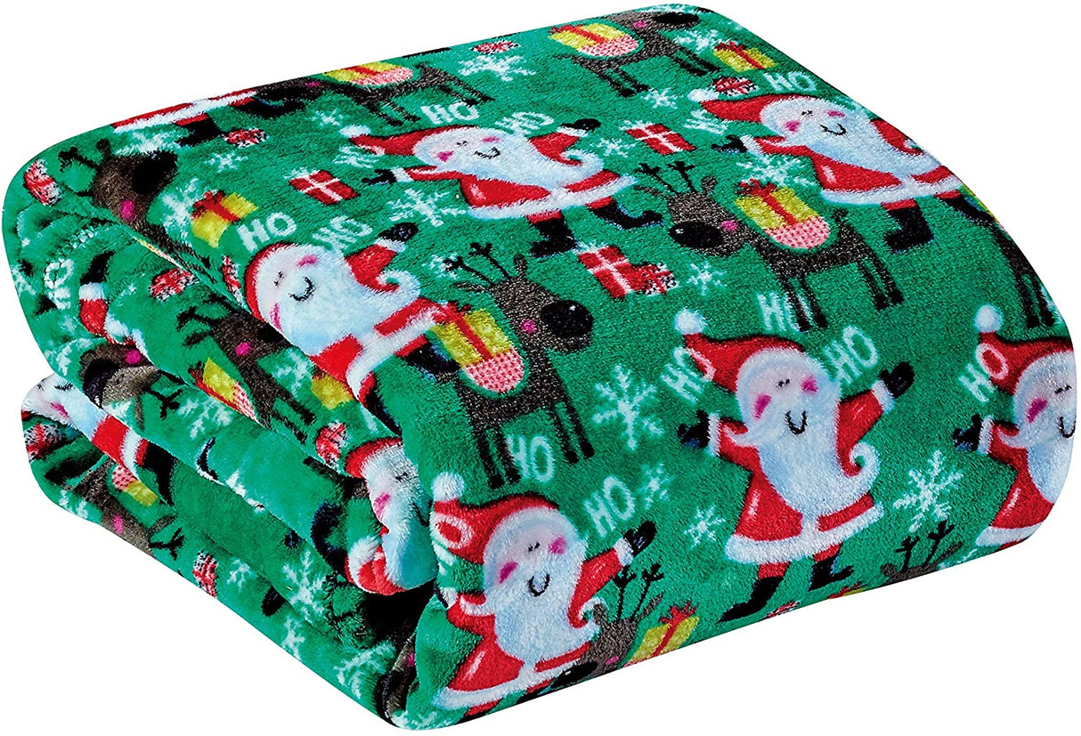 Ho ho ho merry christmas collection microplush holiday throw blanket (60" x 50") - santa