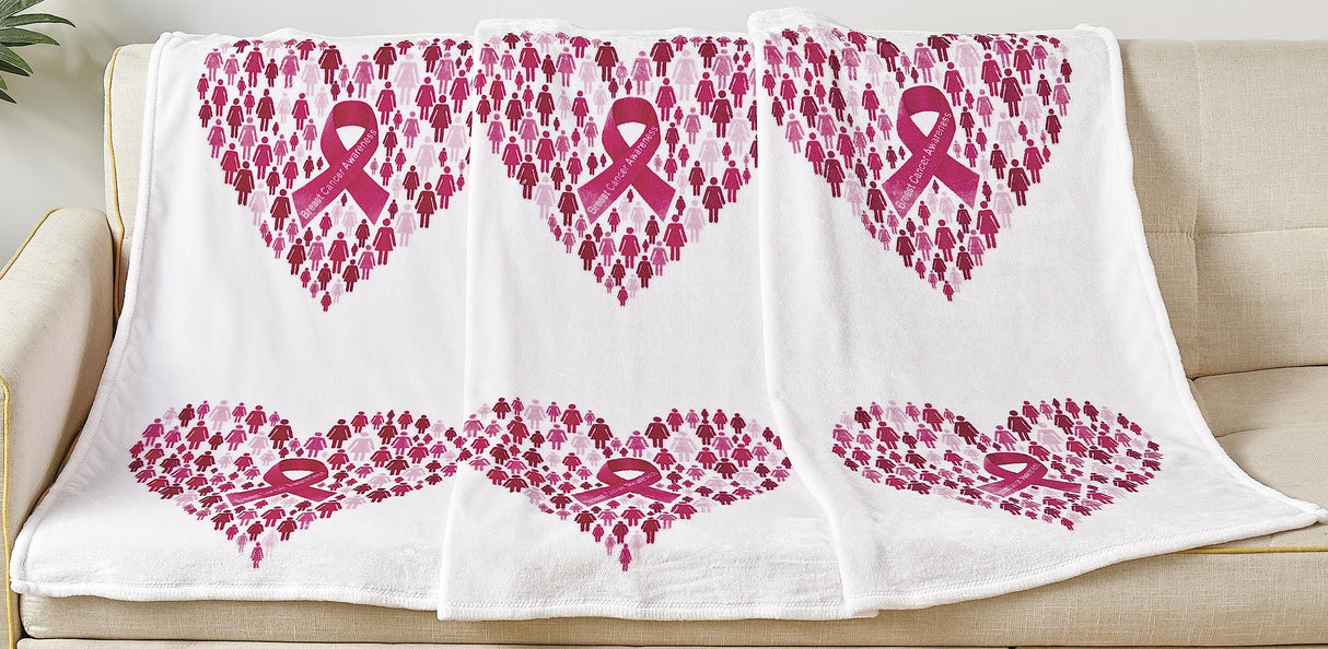 Faith, Hope, Love Home Decor Together We Rise Breast Cancer Awareness Heart Throw Blanket - Together We Rise
