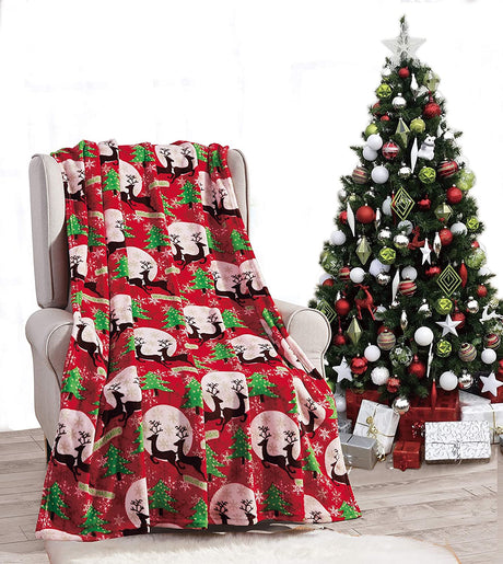 Festive holiday microplush throw blanket (50" x 60")