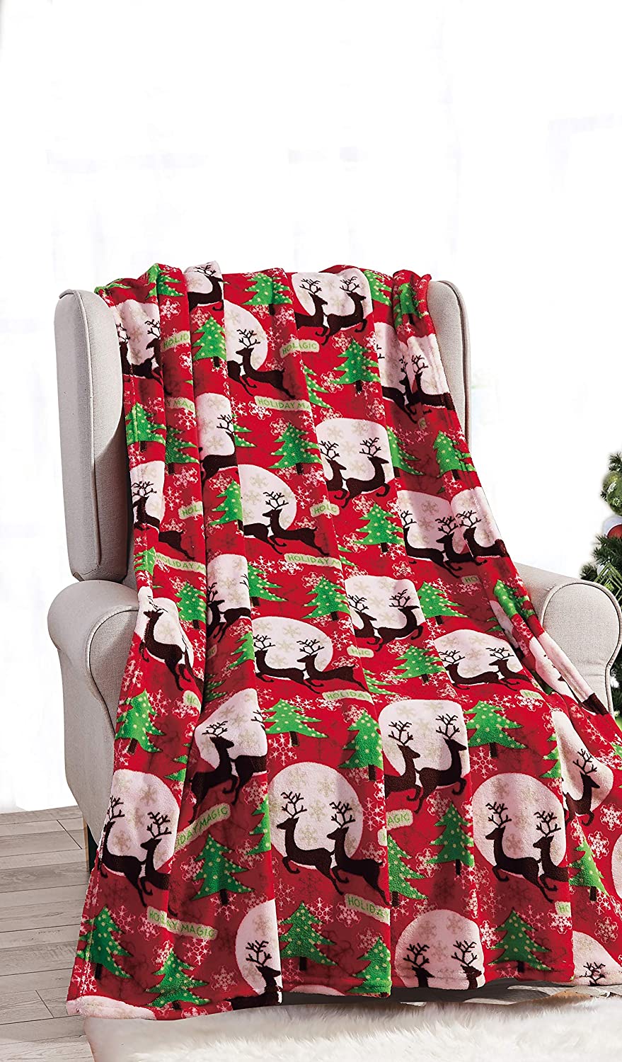 Festive holiday microplush throw blanket (50" x 60")