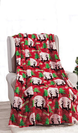 Decor&More Festive Holiday Microplush Throw Blanket (50" x 60") - Forest Friends