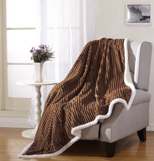 Decor&More Home Essentials Corduroy Sherpa Blanket (Multiple Size Options)