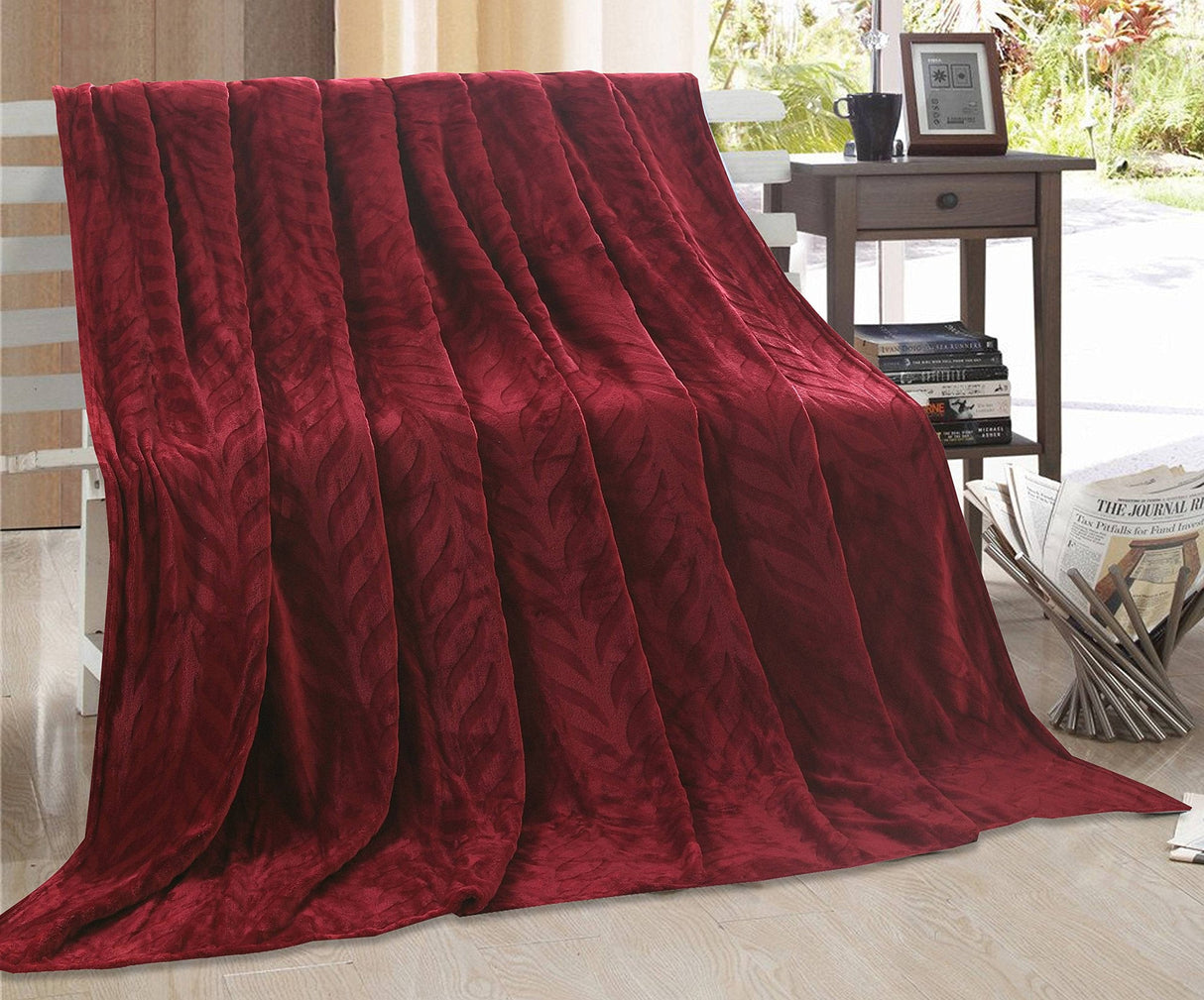 Faith, Hope, Love Home Decor Velvet Touch Microplush Leaf Etched Jacquard Blanket