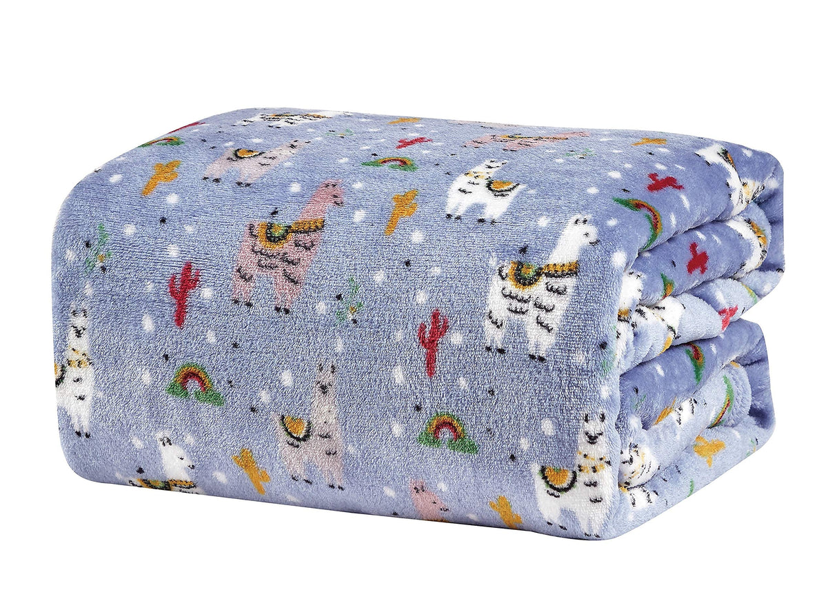 Decor&More Whimsy Collection Microplush Llama Blanket (50" x 60") - Llama Llama Throw Blanket