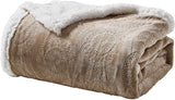 Bon iver collection extra soft mandala embossed microplush throw blanket with sherpa backing