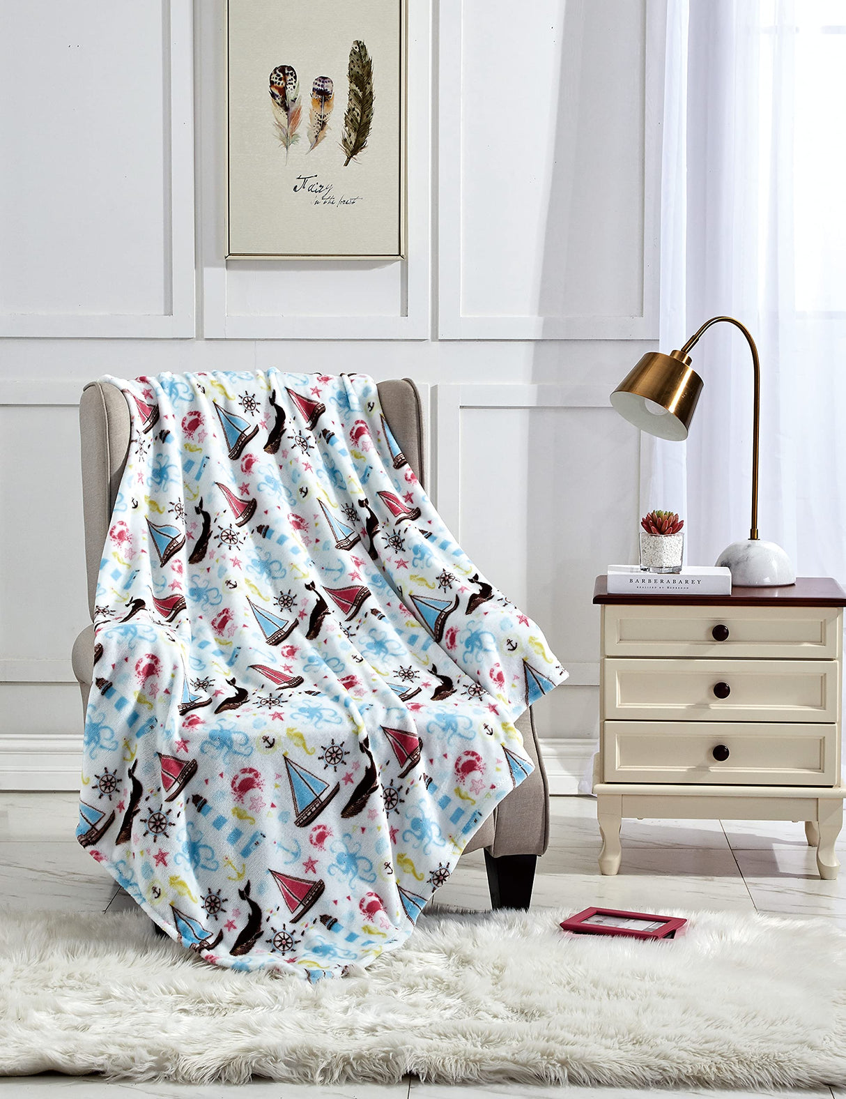 Faith, Hope, Love Home Decor The Shore Extra Soft Throw Blanket (50" X 60") - Sea Life Nautical Throw Blanket