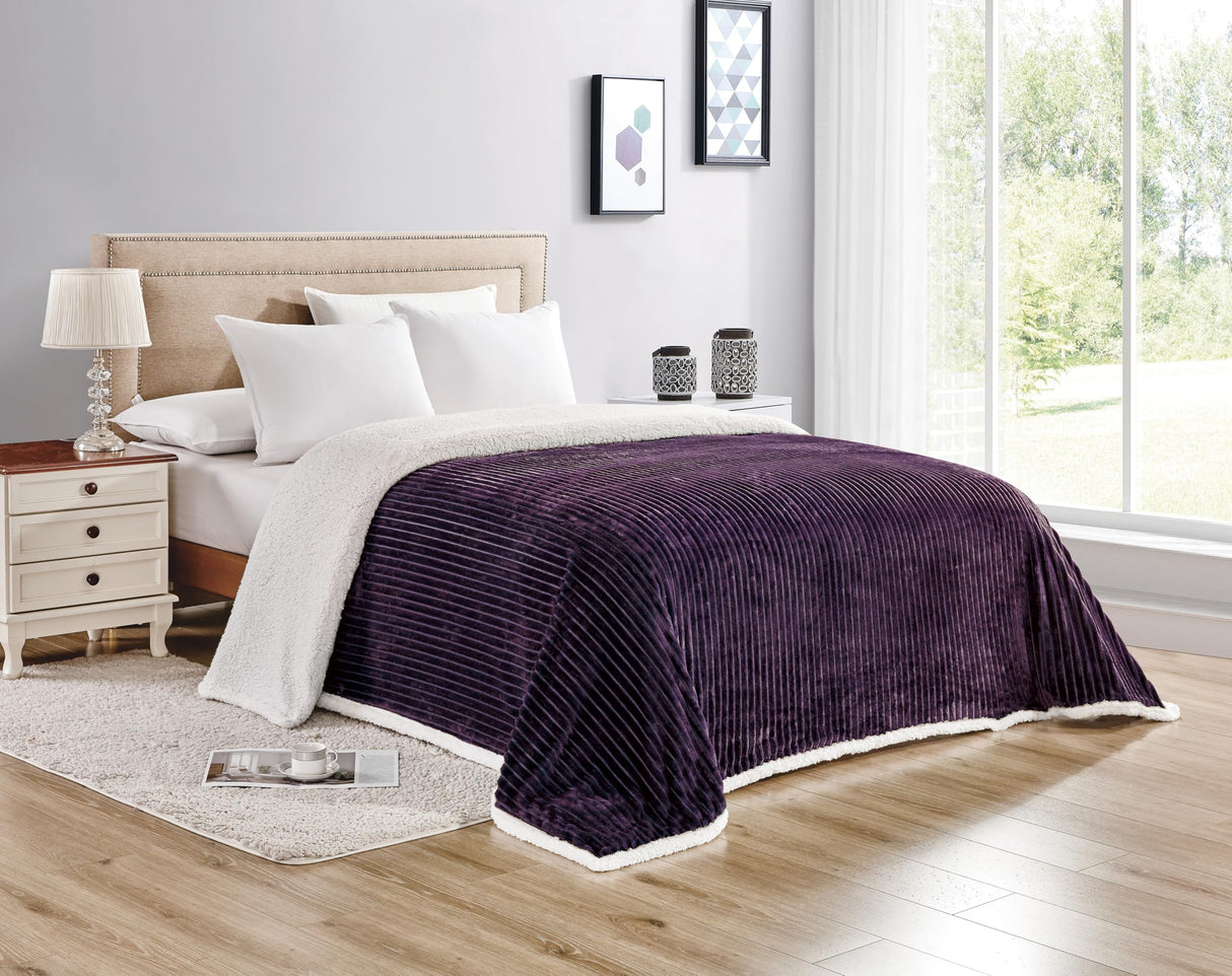 Decor&More Ultra Lush Reversible Sherpa Corduroy Blanket