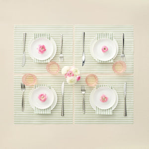Tonal Striped Disposable Napkin Set in Green, 50 Pieces