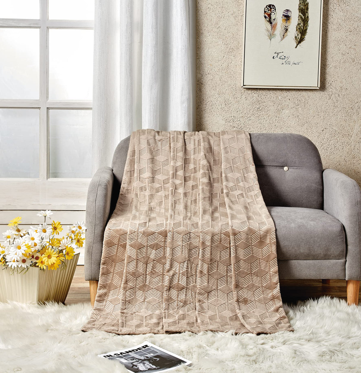 Ultra Plush by Decor&More Amrani Chevron Arrow Jacquard Microplush Blanket