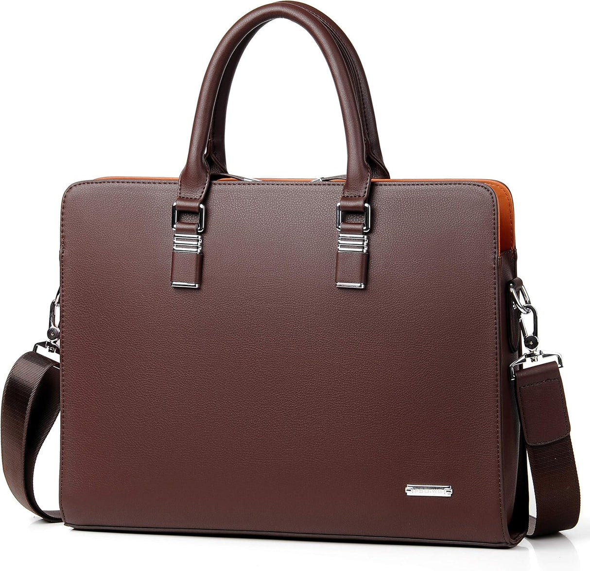 Genuine Leather Business Briefcase 15.6 Inch Laptop Bag Multi Compartment