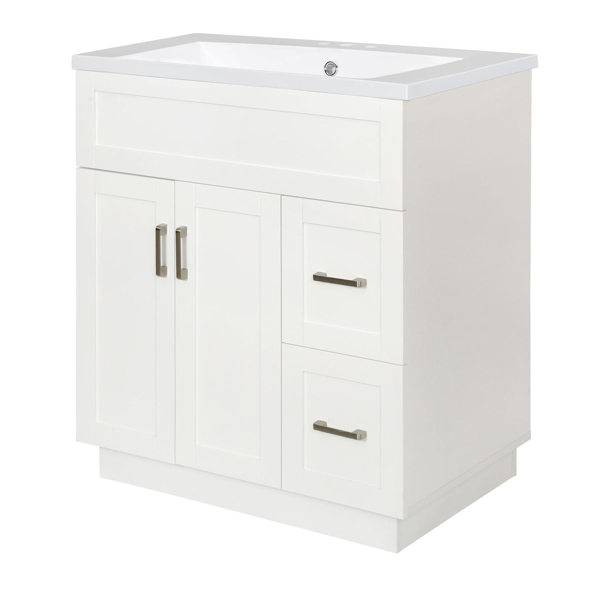 Bathroom Vanity With 2 Doors, 2 Drawers, Adjustable Shelf, Hidden Slides & Soft Close Hinges