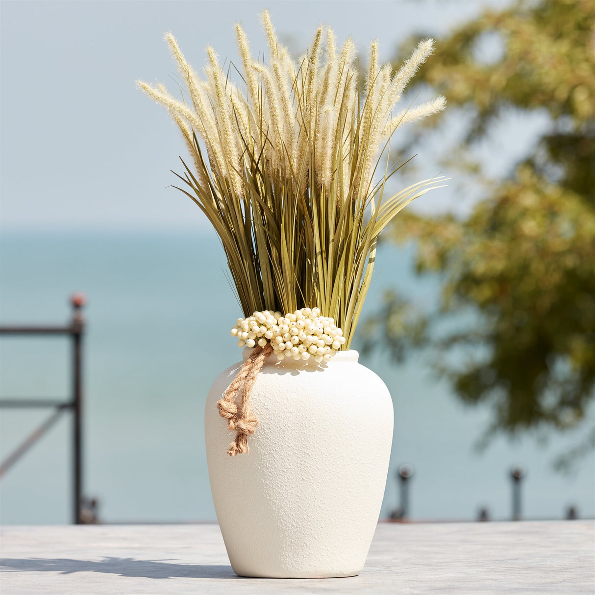 Stoneware urn vase 12"h