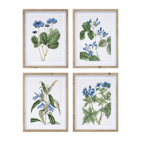 Wood-framed-floral-print-(set-of-4)-Wall-Art