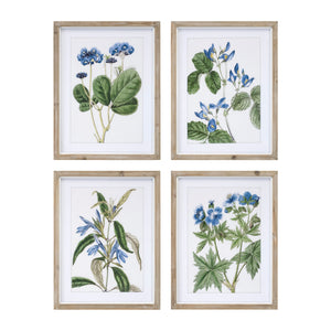 Wood Framed Floral Print (Set of 4)