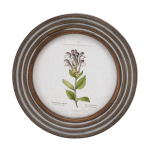 Round Framed Floral Print (Set of 6)