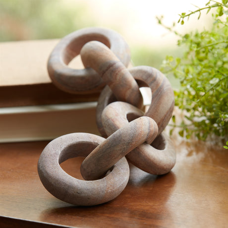 Sandstone chain link décor 11"l
