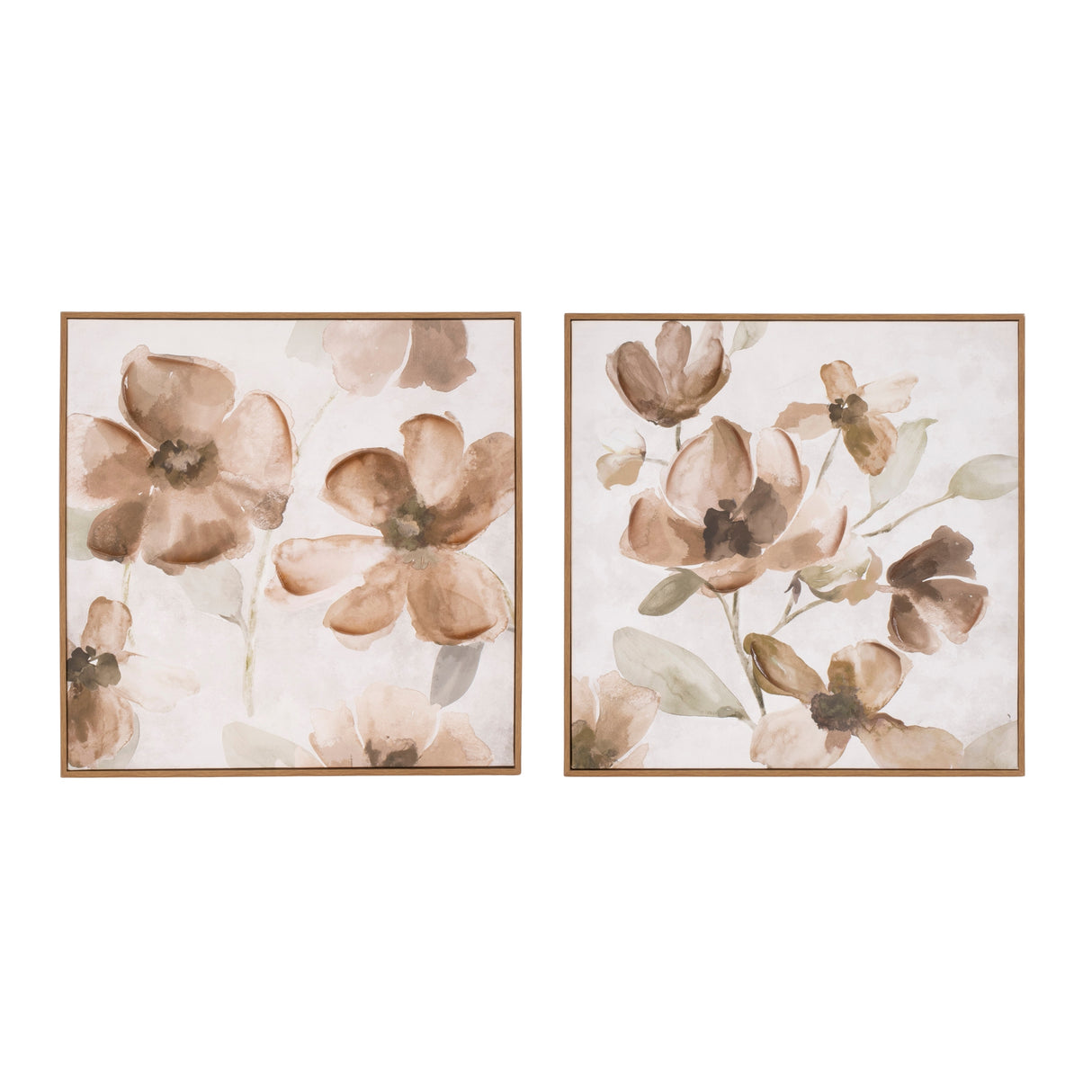 Wood floral block plaque (set of 2)