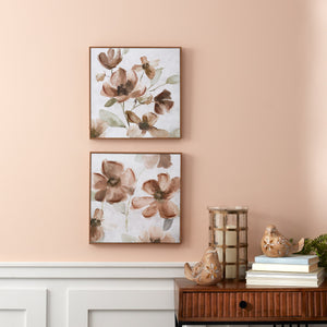 Wood Floral Block Plaque (Set of 2)
