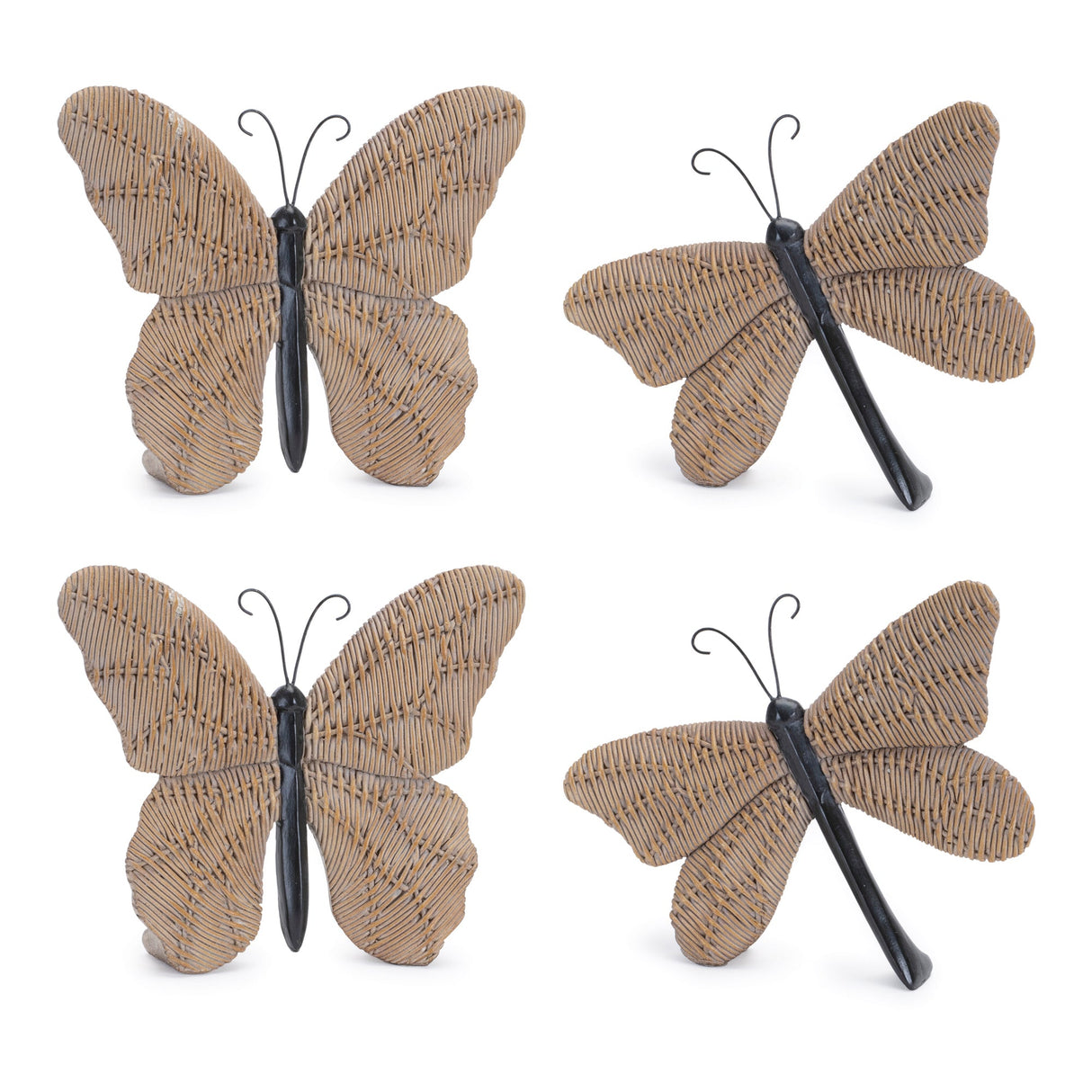 Wicker Design Butterfly and Dragonfly Shelf Sitter (Set of 4)