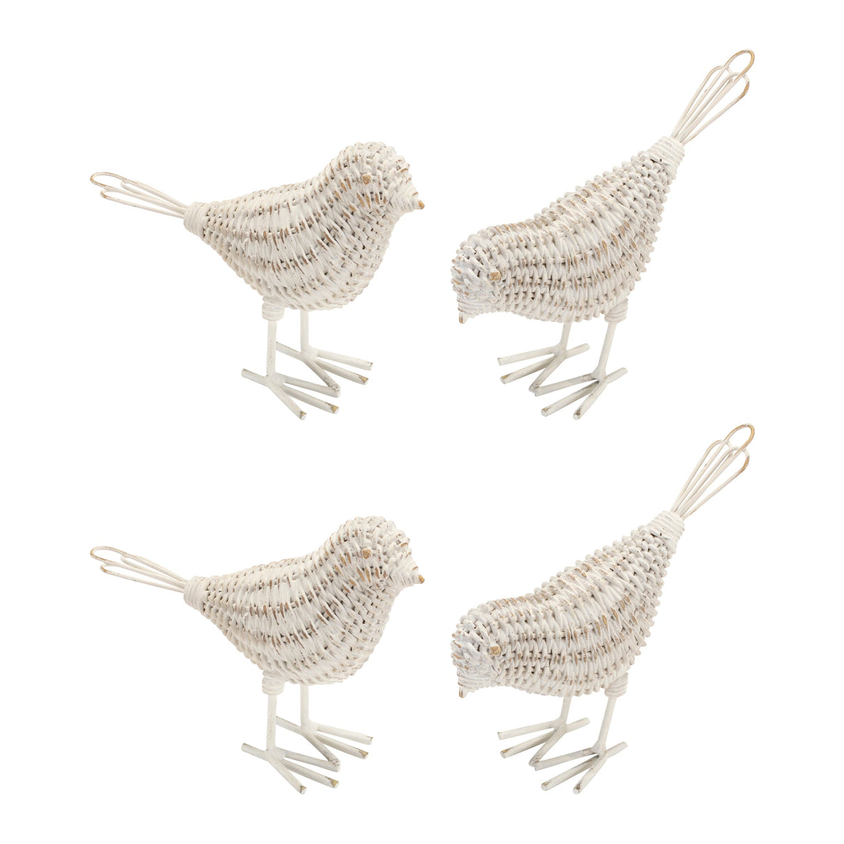 Wicker Design Bird Figurine (Set of 4)