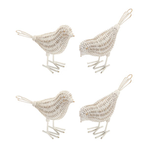 Wicker Design Bird Figurine (Set of 4)