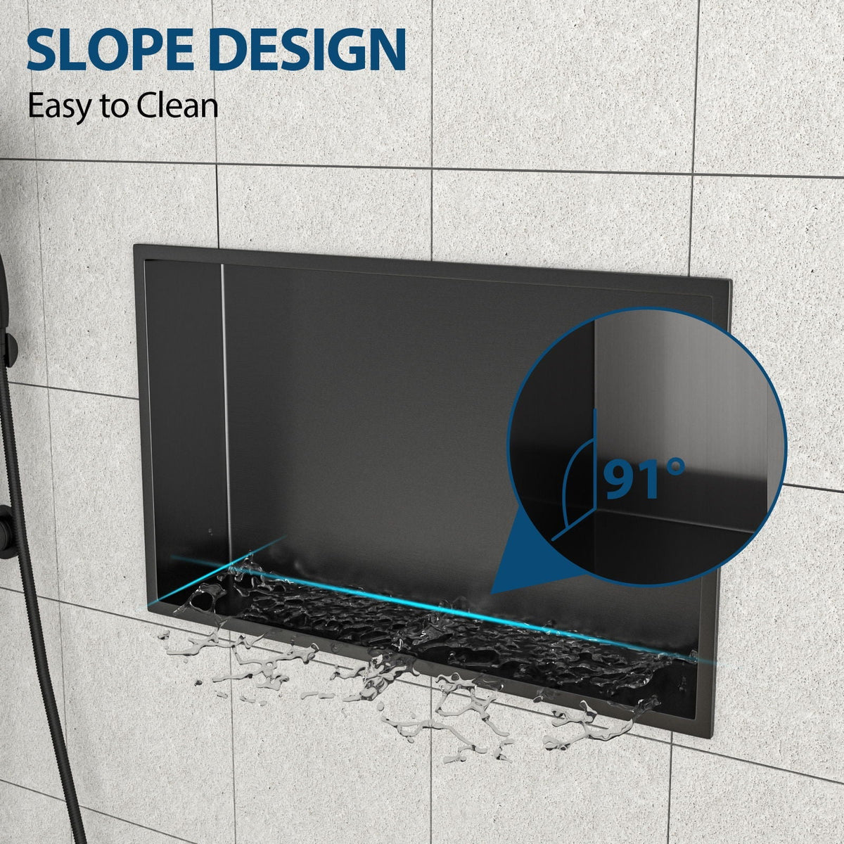 Stainless Steel Shower Niche With Seamless Design For Bathroom Storage