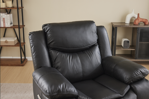 Black Air Leather Recliner Chair with Vibration and Heating - Black