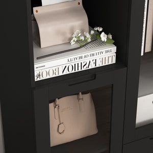 Modern Cabinet With Glass Doors And Drawer