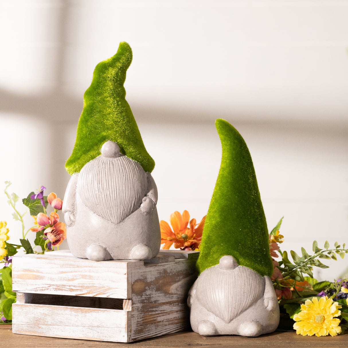 Mossy terra cotta gnome (set of 2)