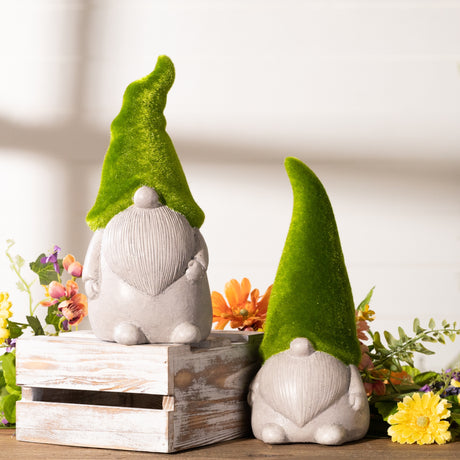 Mossy terra cotta gnome (set of 2)