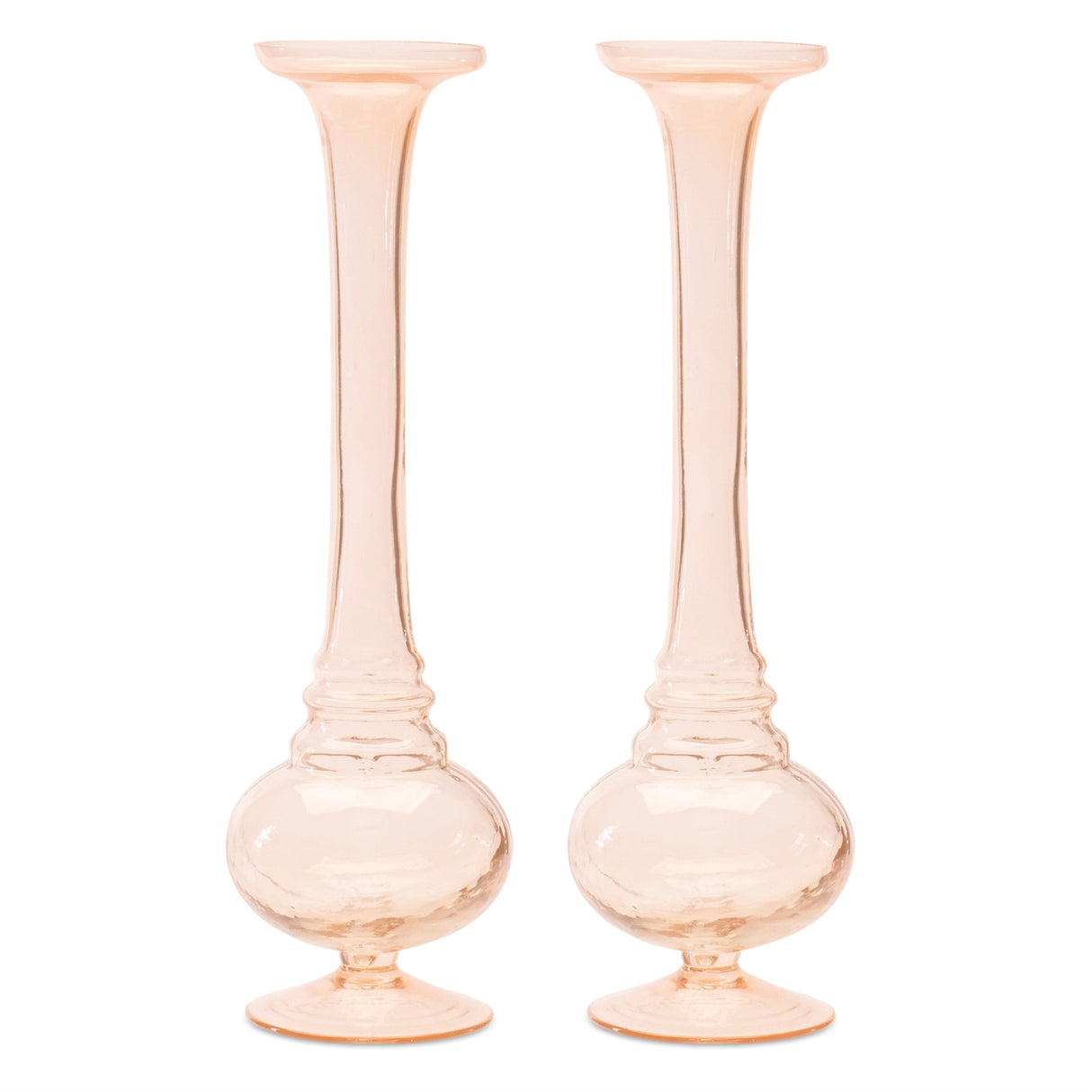 Pink Glass Stem Vase (2 Set)