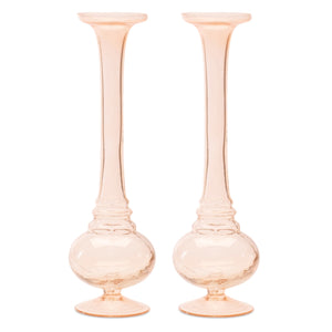 Pink Glass Stem Vase (2 Set)