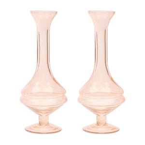 Pink Glass Stem Vase (Set of 2)