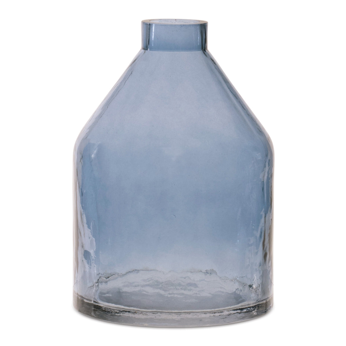 Blue glass bottle vase 6.5"h