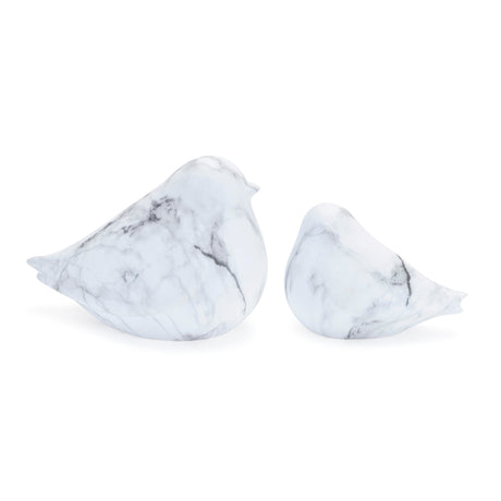 Marble-design-bird-shelf-sitter-(set-of-2)-Decorative-Objects