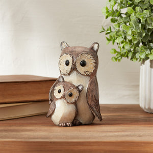 Woodland owl with baby figurine (set of 4)