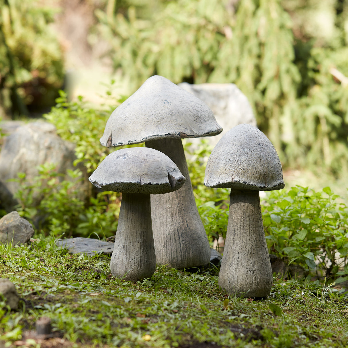 Stone Mushroom Garden Accent (Set of 2)