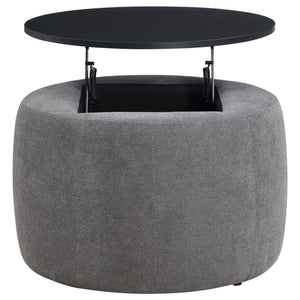Reeves - Round Upholstered Lift Top Storage Ottoman - Gray