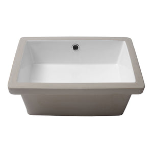 Modern Rectangular Undermount Bathroom Sink With Overflow Ceramic