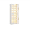 Bookcase With Doors And LED Lighting, 8 Adjustable Shelves Storage Cabinet