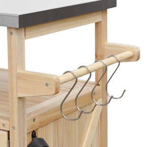K&K Outdoor Kitchen Island Rolling Bar Cart & Storage Cabinet
