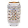 Lattice punched metal lantern with gold accent 13.75"h