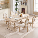 French Country Dining Chairs Set of 2 with Upholstered Round Back