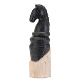 Mango wood knight chess piece sculpture (set of 2)