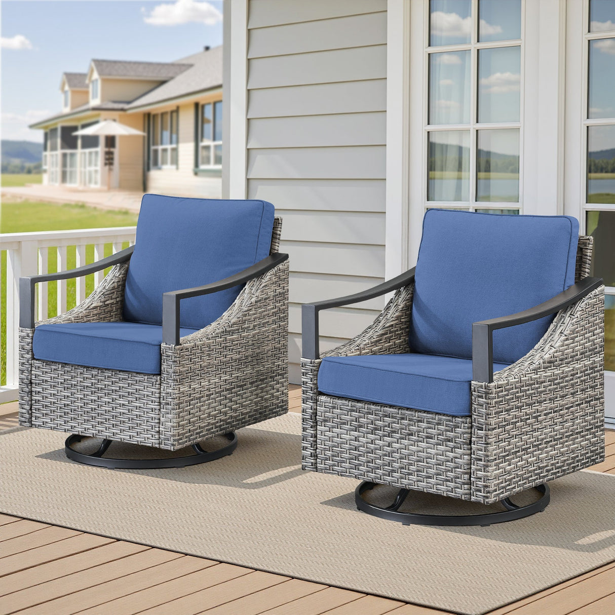 Outdoor Swivel Rocking Glider Chairs Set of 2